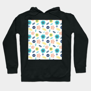 Colorful floral pattern blue coral yellow Hoodie